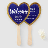 Éventail Blue Gold Moderne Mariage élégant Accueil (Devant et derrière)