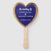 Éventail Blue Gold Moderne Mariage élégant Accueil (Dos)