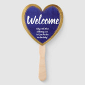 Éventail Blue Gold Moderne Mariage élégant Accueil (Devant)