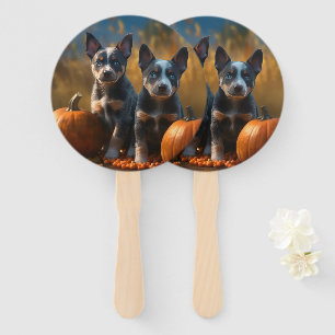 Éventail Blue Heeler Chiot Automne Citrouille de plaisir