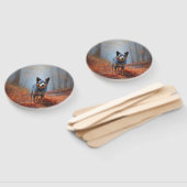 Éventail Blue Heeler dans les feuilles d'automne automne au (Non-assemblé)