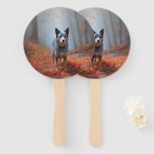 Éventail Blue Heeler dans les feuilles d'automne automne au (Devant et derrière)