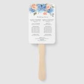 Éventail Blue Hydrangea Blush Rose programme de cérémonie d (Dos)