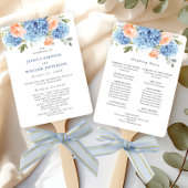 Éventail Blue Hydrangea Blush Rose programme de cérémonie d