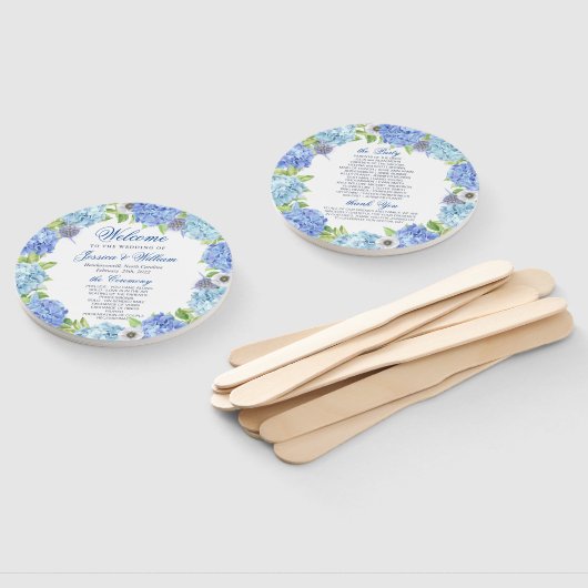 Éventail Blue Hydrangea Green Programme de mariage floral (Non-assemblé)