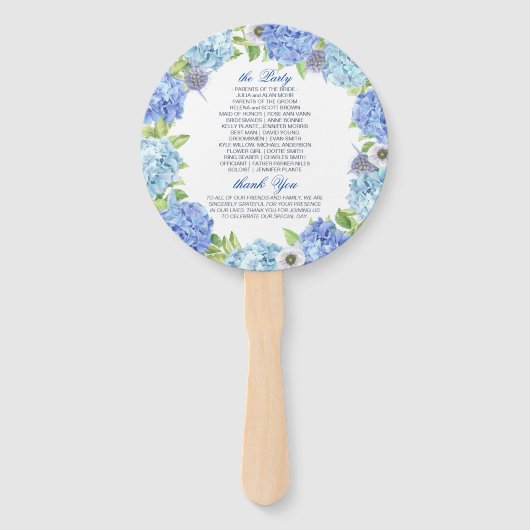 Éventail Blue Hydrangea Green Programme de mariage floral (Dos)