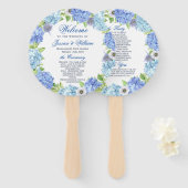 Éventail Blue Hydrangea Green Programme de mariage floral (Devant et derrière)