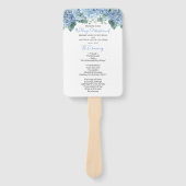 Éventail Blue Hydrangeas Floral Wedding Programme Ventilate (Devant)