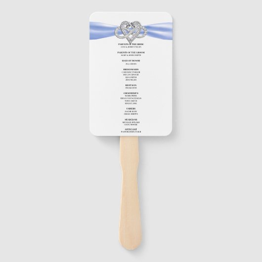 Éventail Blue Infinity Heart Wedding Programme Fans (Dos)