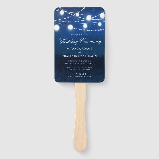 Éventail Blue Night et Silver Lights Wedding Programme (Devant)