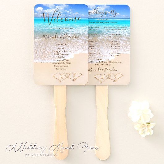Éventail Blue Ocean Waves Tropical Beach Wedding Program