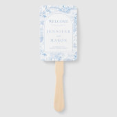 Éventail Blue Porcelain Chinoiserie Floral Wedding Programm (Devant)