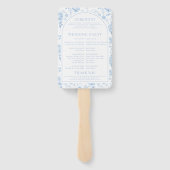 Éventail Blue Porcelain Chinoiserie Programme de mariage (Dos)