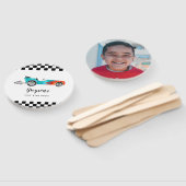 Éventail Blue Race Car Boy Anniversaire Photo (Non-assemblé)