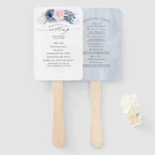 Éventail Blue Rose Floral Élégant programme de mariage