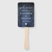 Éventail Blue Rustic Grange Wood Boho Programme de mariage (Devant)