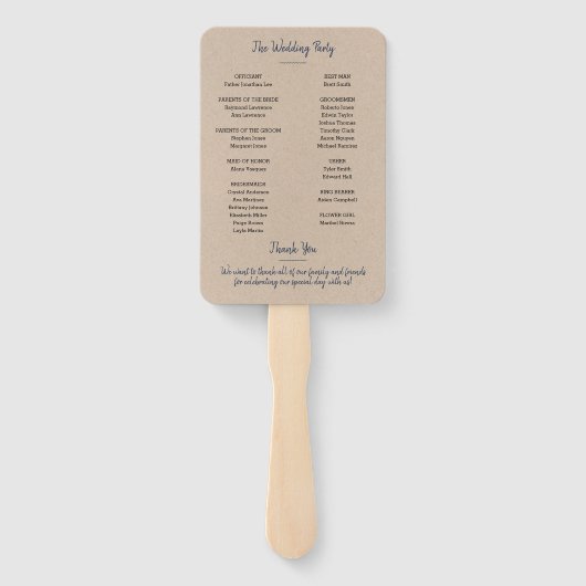 Éventail Blue White Lighthouse Kraft Programme de mariage M (Dos)