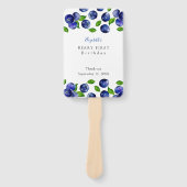 Éventail Blueberry Berry Premier Anniversaire Aquarelle mig (Devant)