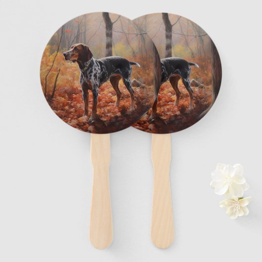 Éventail Bluetick Coonhound en automne Leaves automne Inspi (Devant et derrière)