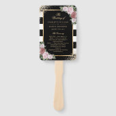 Éventail Blush Black Gold Confetti Floral Wedding Programme (Devant)