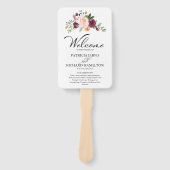 Éventail Blush Bourgogne Floral Watercolor Programme de mar (Devant)