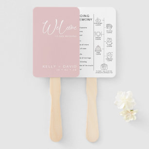 Éventail Blush Calligraphy Pictogrammes Programme de mariag