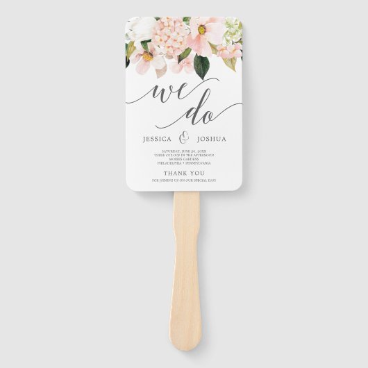 Éventail Blush Hydrangea Programme de mariage Fan Love Mémo (Devant)