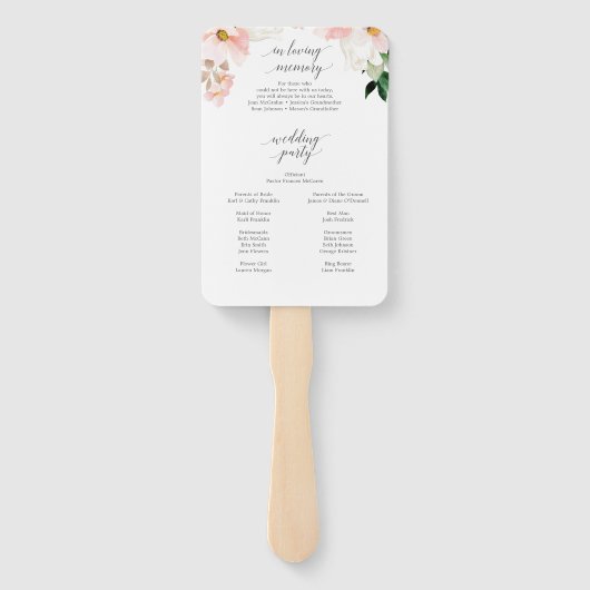 Éventail Blush Hydrangea Programme de mariage Fan Love Mémo (Dos)