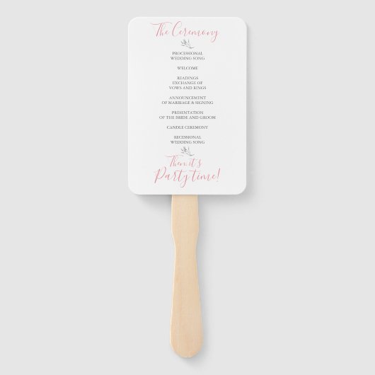 Éventail Blush Laurel Feuille Programme de mariage moderne (Dos)