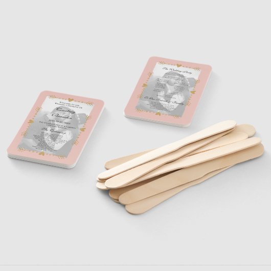 Éventail Blush Modern Photo Gold Hearts Programme de mariag (Non-assemblé)