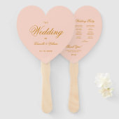 Éventail Blush Pink Gold Calligraphy Programme de mariage c (Devant et derrière)