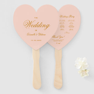 Éventail Blush Pink Gold Calligraphy Programme de mariage c