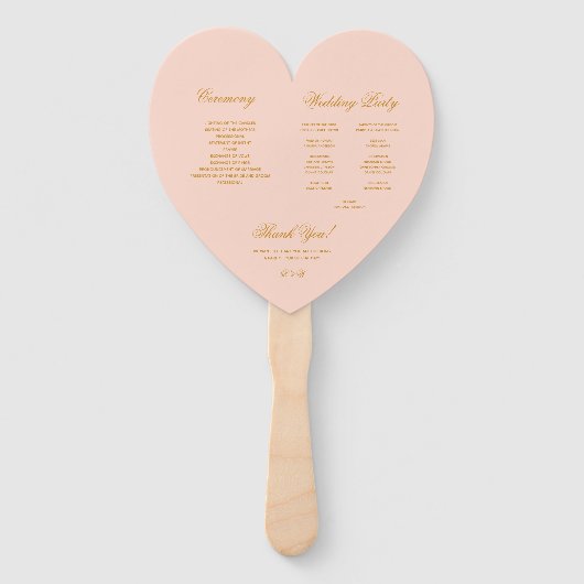 Éventail Blush Pink Gold Calligraphy Programme de mariage c (Dos)