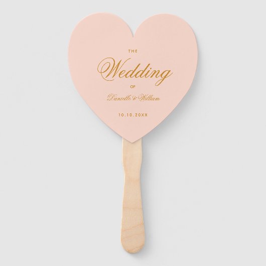 Éventail Blush Pink Gold Calligraphy Programme de mariage c (Devant)