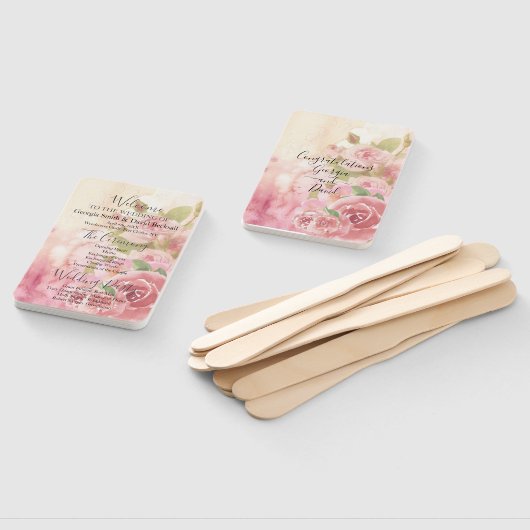 Éventail Blush Rose Programme de mariage botanique (Non-assemblé)