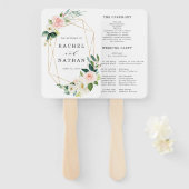 Éventail Blush White Bloom Gold Frame Wedding Programme (Devant et derrière)