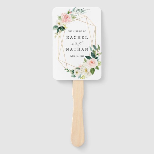 Éventail Blush White Bloom Gold Frame Wedding Programme (Devant)