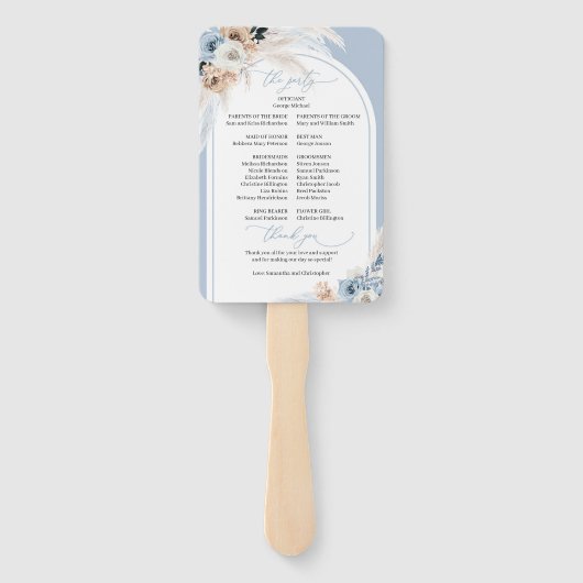 Éventail Boho aquarelle bleu et rouille arc tropical fleuri (Dos)