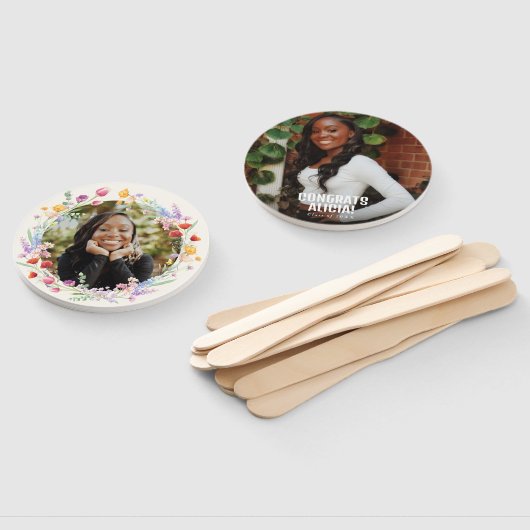 Éventail Boho Aquarelle Floral Grad Visage (Non-assemblé)