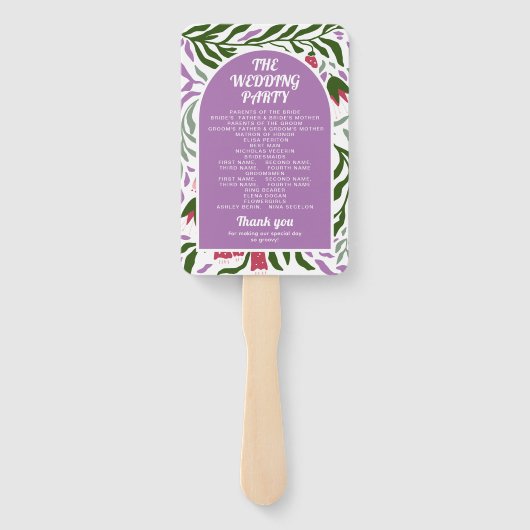 Éventail Boho arche et folklore fleurs programme de mariage (Dos)