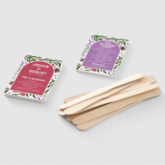 Éventail Boho arche et folklore fleurs programme de mariage (Non-assemblé)