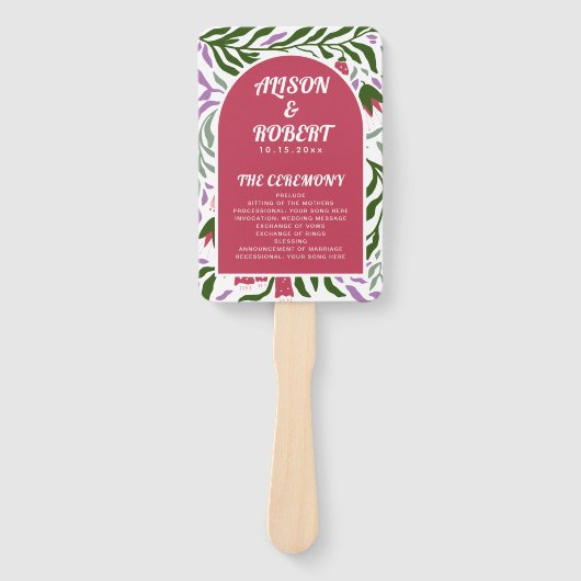 Éventail Boho arche et folklore fleurs programme de mariage (Devant)