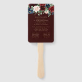 Éventail Boho Bloom | Dark Elegant Red Blush et Navy Blue (Dos)