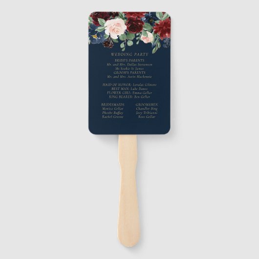 Éventail Boho Blooms | Dark Navy Blue and Burgundy Program (Dos)