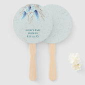Éventail Boho Blue Pampas Grandes (Devant et derrière)