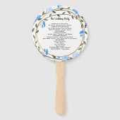 Éventail Boho Blue Peony Wreath Gold Wedding Programme (Dos)