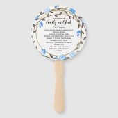 Éventail Boho Blue Peony Wreath Gold Wedding Programme (Devant)