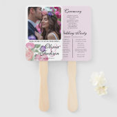 Éventail Boho Blush Floral Wedding Program Hand Fan (Devant et derrière)