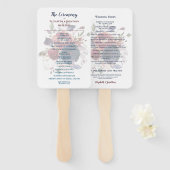 Éventail Boho Burgundy Navy Mauve Floral Mariage (Devant et derrière)