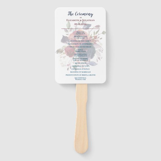 Éventail Boho Burgundy Navy Mauve Floral Mariage (Devant)